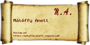 Mátéffy Anett névjegykártya